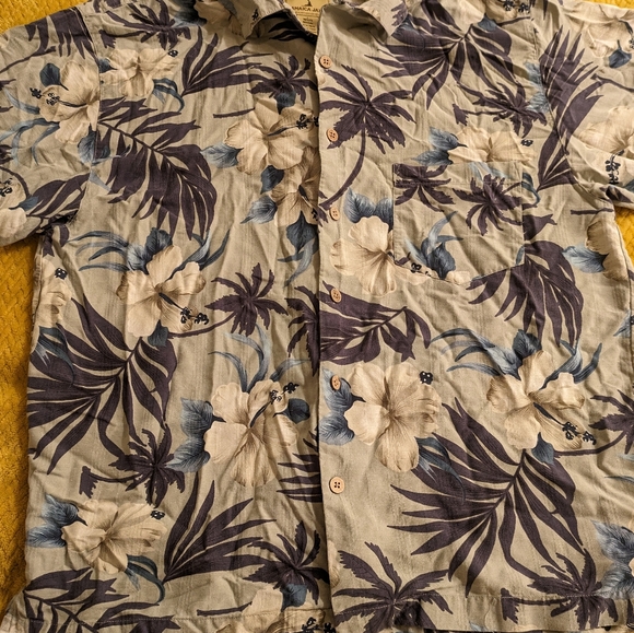 Jamaica Jaxx palm tree hibiscus Print Silk Shirt - L - Picture 6 of 8